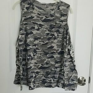 NEW Camo Shoulder Cut-out Long Sleeve